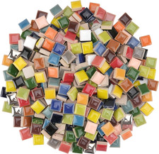 1.1 Pounds Ceramic Mosaic Tiles for Crafts, 12X12Mm Square Ceramic Tiles for Mos