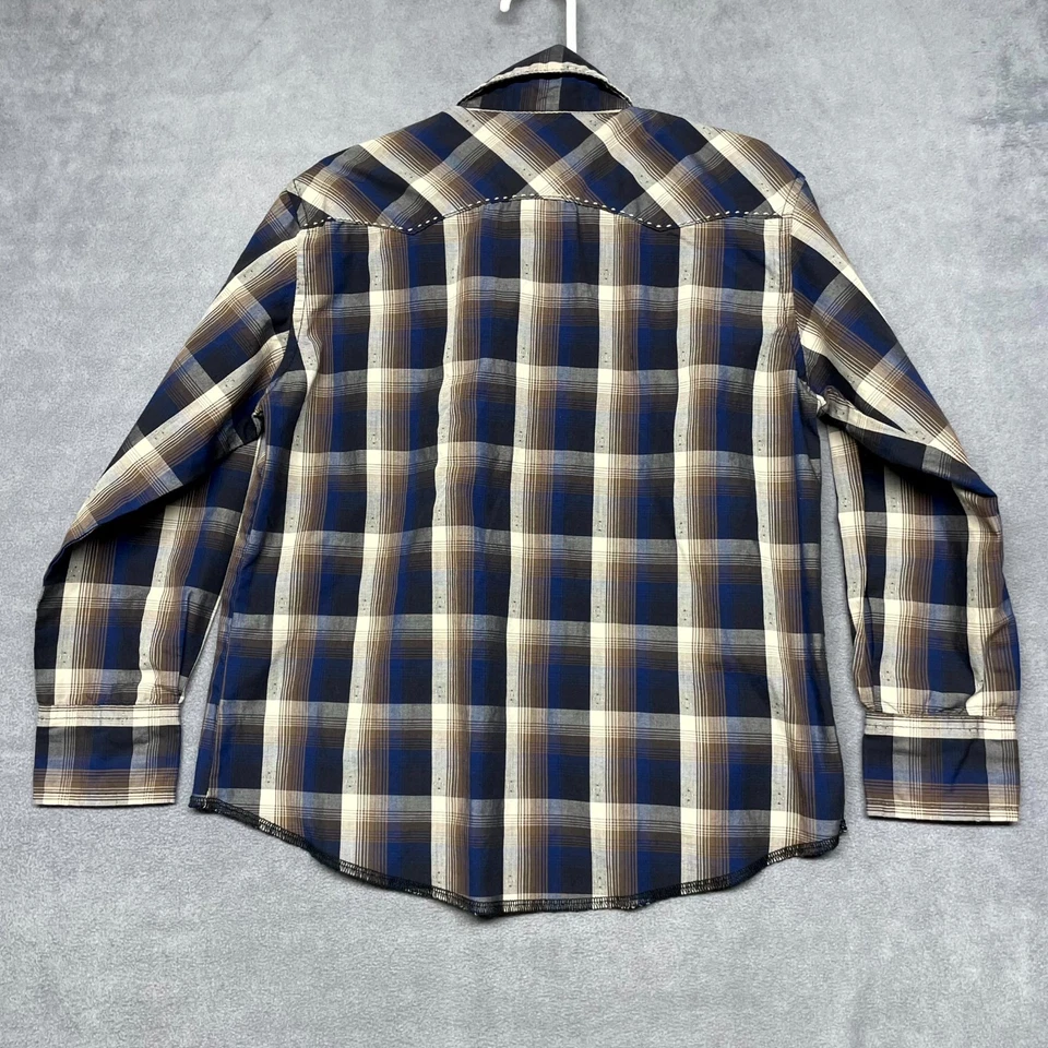 牧马人西部衬衫男孩小号多色格子棉牛仔珍珠扣 — 第 2/4 张图片