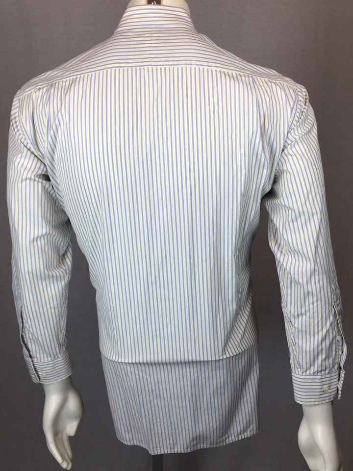 Camisa L/S Para Hombre Hart Shaffer Marx 16 Regular Grande Azul Amarillo y Blanco Rayas Foto 4 de 4