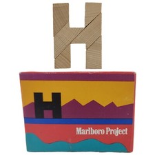 Marlboro Project Tangram Spiel Holz Buchstabe "H" Vintage Zigaretten Werbung RAR