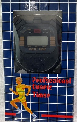 Professional Quartz Timer Stopwatch with Lanyard Black New Sealed Package