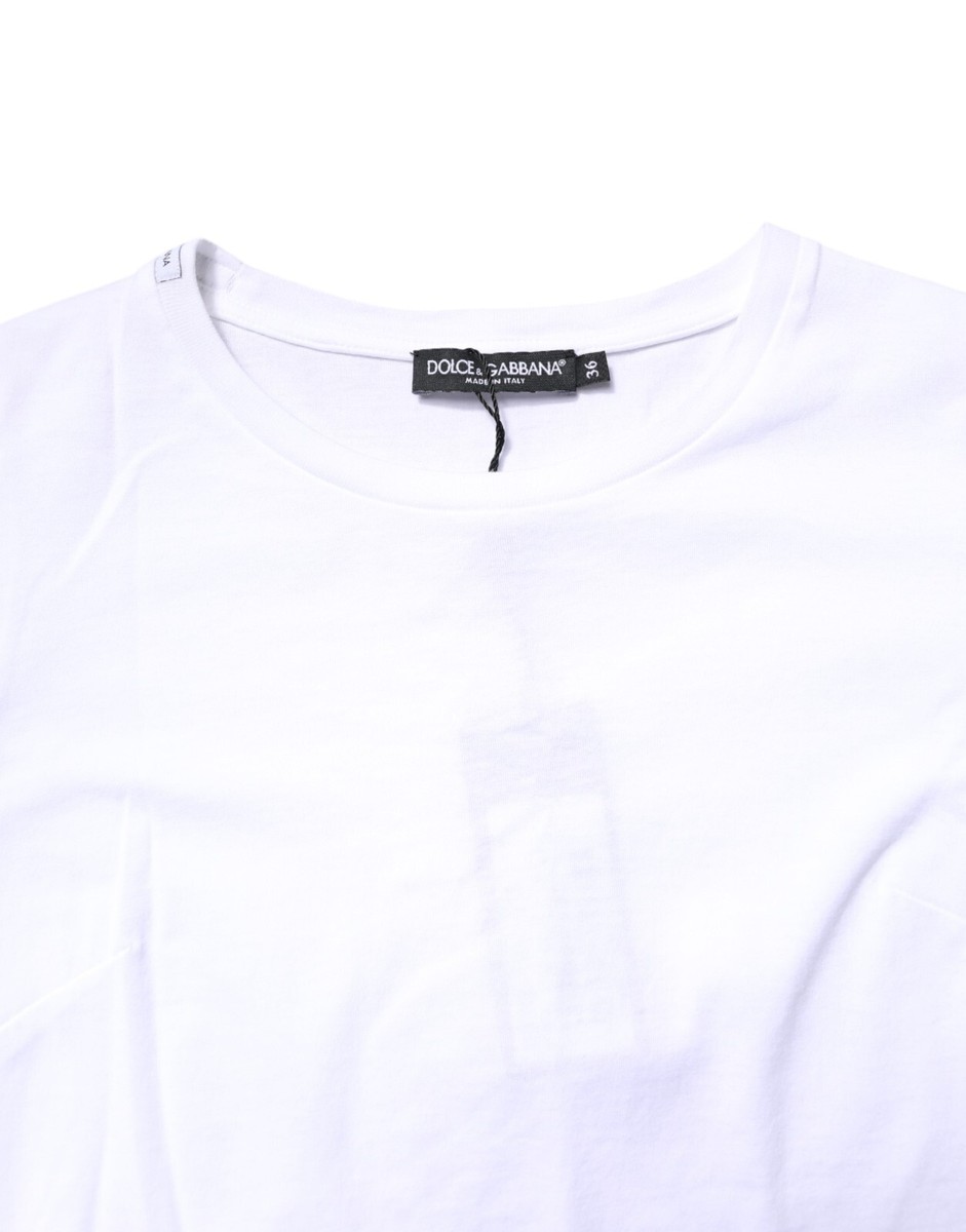 6万取引突破★UPS速達便!【DOLCE & GABBANA】半袖ニットシャツ DOLCE & GABBANA T-shirt White Cotton Crew Neck Short Sleeves