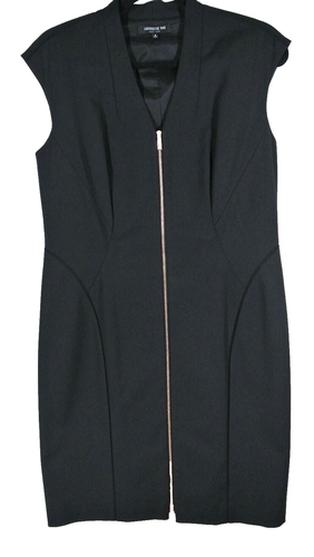NEU Lafayette 148 Imani ärmelloses Etui-Kleid mit Reißverschluss vorne schwarz Gr. 6 #D7481 - Bild 2 von 5