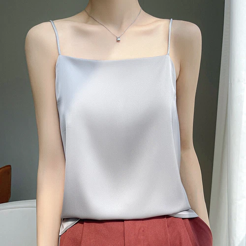 Sexy Women Silk Camisole Satin Spaghetti Strap Vest Tank Top Sleeveless T-Shirt - Picture 10 of 34