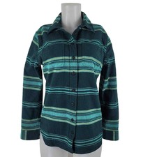 Duluth Trading Company Teal/turquoise Striped Shacket Women Xs