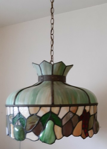 Vintage Stained Glass Hanging Light 