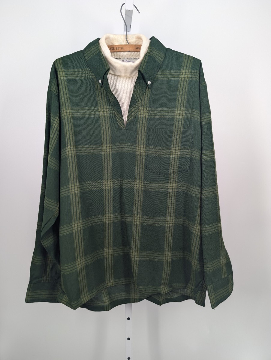 トップス 60's vintage rayon shirt Vintage 60s Blue Rayon Shirt Long Sleeve NOS Button up