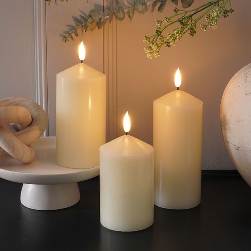 Battery Powered Candle LED Flameless Flickering Real Wax Set Of 3 With Remote - Picture 6 of 48