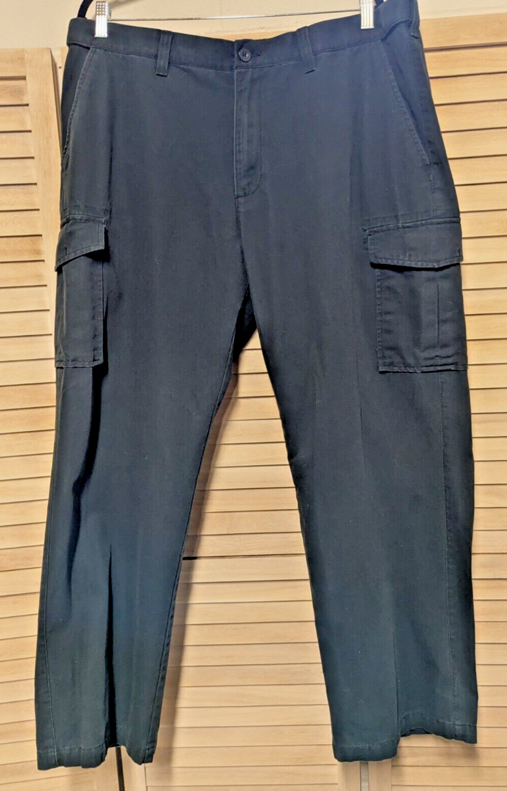 Croft & Barrow Mens Navy 40W x 32L Canvas Cargo Chino Pants Expandable Waist
