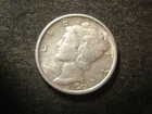 1917-D AU BU Mercury Dime Super Fasces Original Skin DEN