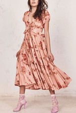 NWT LoveShackFancy Carlton Dress Pink Lemonade Orange Size 10 
