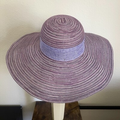 Purple Wide Brim Elegant Hat Straw Bow Sun Hat Size M Hontri Beach Hat Women main image 4