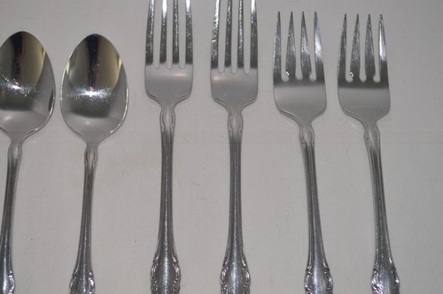 Oneida Community Cube TENNYSON Stainless Steel Flatware 5 Piece Place Setting x2 - Picture 6 of 10