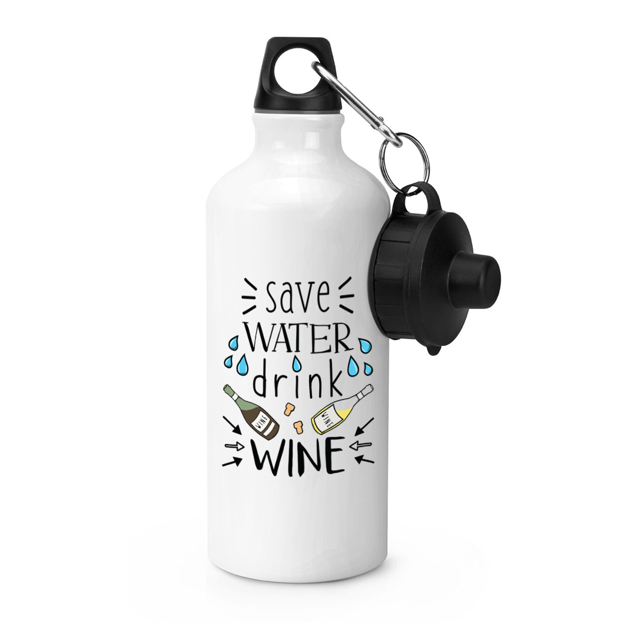 Save Water Drink Wine Sports Water Bottle Funny Joke Drunk Alcohol