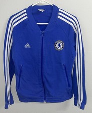 Adidas Womens Medium Chelsea Football Club Blue Full Zip Soccer Jacket