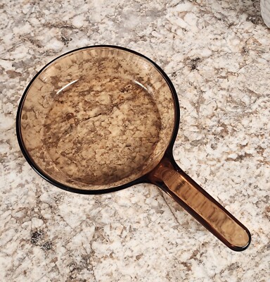 Corning Vision Ware 7'' Frying Pan Skillet.  Amber France Waffle Bottom.  Vintage