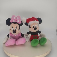 Disney Store Christmas Mickey And Minnie Mouse 9" Plush Minnie in Pink