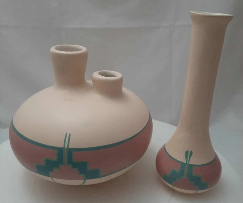 Vintage Southwest Pottery Unique Vase "SANDSTONE CREATIONS"- 2pcs