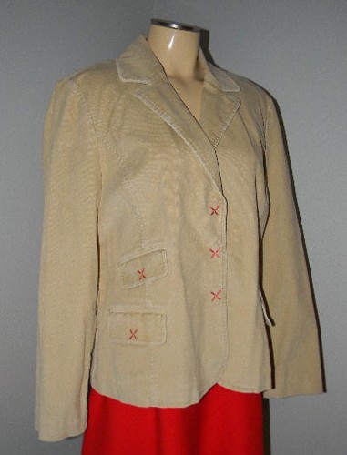 Clearance Sale ~ J JILL ~ SAND DUNE Beige Corduroy Blazer Sz L NWT - Picture 4 of 4