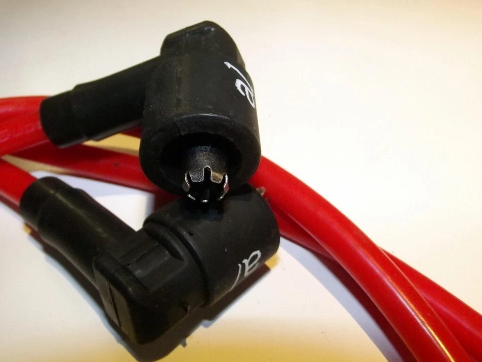 HT leads and spark plugs set 8mm red Mazda MX5 mk1 NA 1.6 1.8 plug wires 89-98 - Image 3 of 4