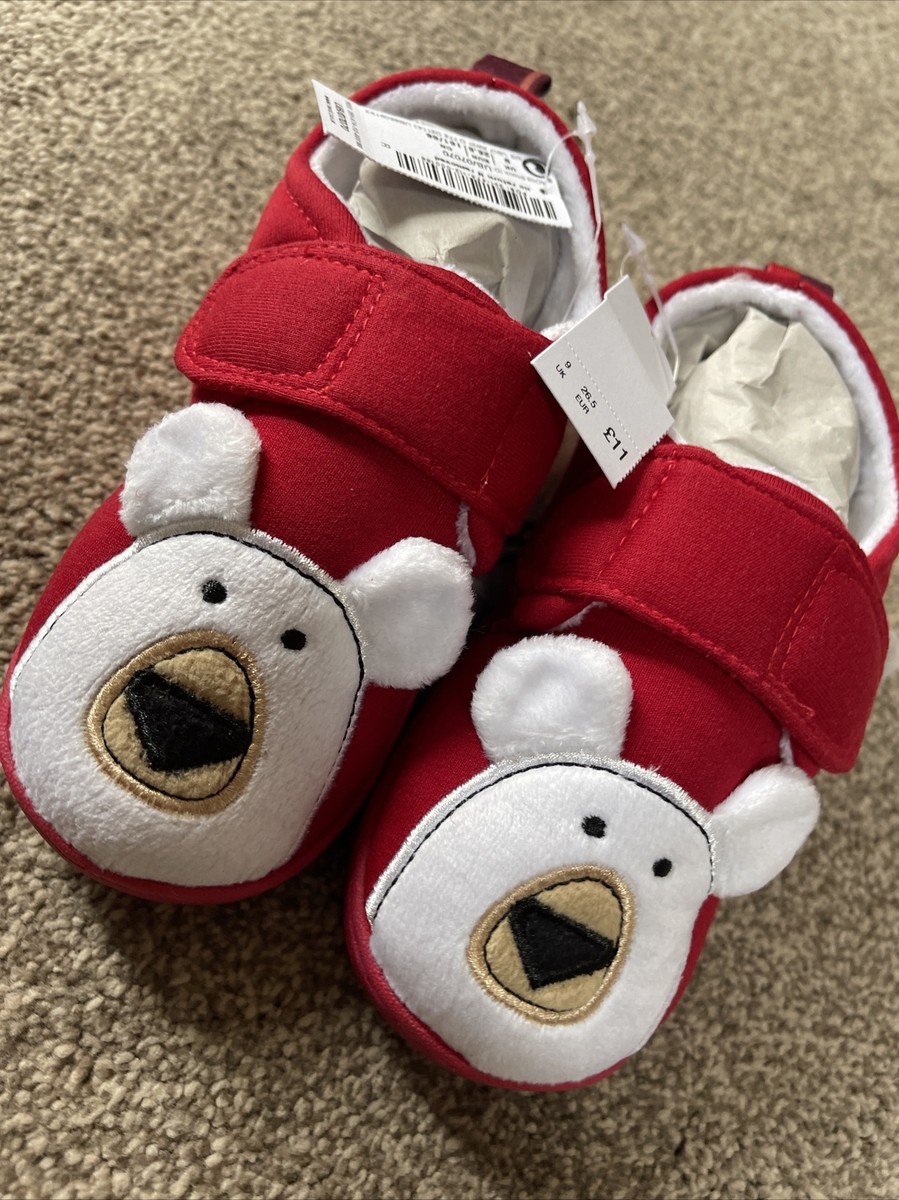 Next Boys Bear Cupsole Slippers Size