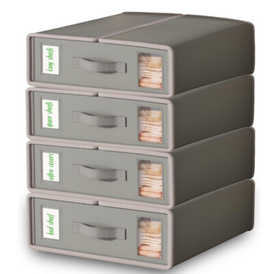 4-piece Sheet Storage Rack and Storage Space, Foldable Linen Closet Storage Bag