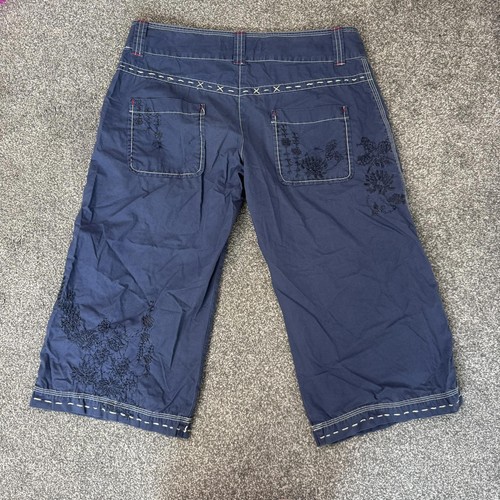 Y2K vintage low rise capri cargo trousers floral embroidered pattern baggy - Picture 8 of 8