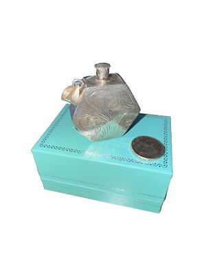 Vintage Sterlingsilber handgeätzt Herzform Parfüm Flasche Anhänger