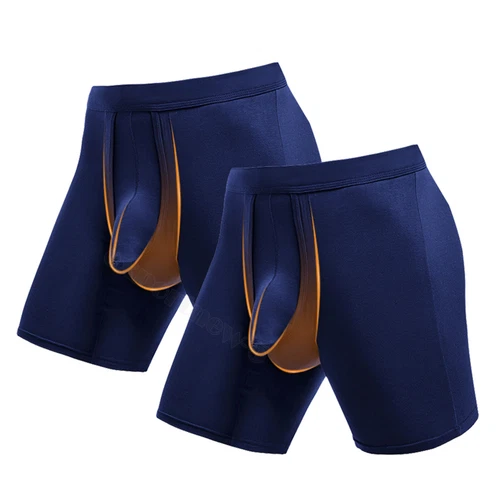 1-3PCS Mens Underwear Dual Pouch Trunks Separation Pouch Bulge Boxer Briefs - Picture 24 of 34