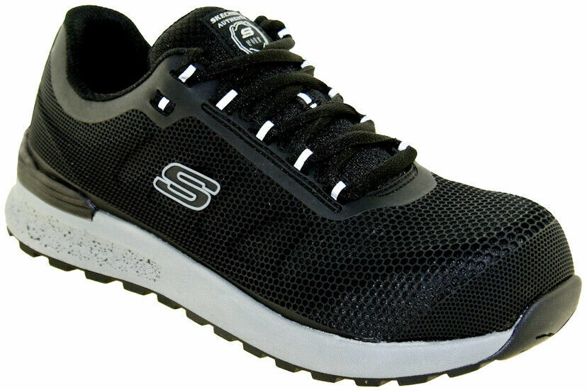 NIB MEN'S SKECHERS 77180/BLK BULKIN BLACK WORK SAFETY TOE MEMORY