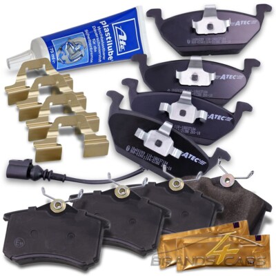ATEC SATZ BREMSBELÄGE VORNE+HINTEN+PLASTILUBE FÜR VW BORA CADDY GOLF JETTA POLO