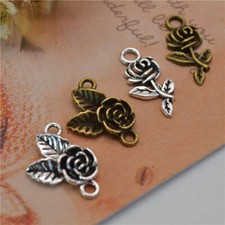 14 19MM 10 24MM DIY Jewelry Pendant Rose Floral Leaf Alloy Charm 2style 100pcs