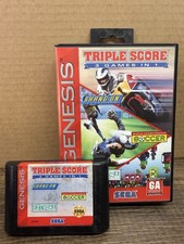 Triple Score 3 Games In 1 Sega Genesis CIB Tested Working Case Manual