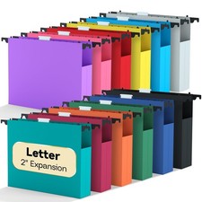 Extra Capacity Hanging File Folders Letter Size,12 Pack Plastic Heavy Duty Ha...
