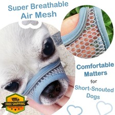 Dog Muzzle L Summer Blue Short Snout Mesh Breathable