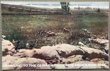 WW1 British Soldiers Crawling To The German Trenches No Man’s Land Postcard 