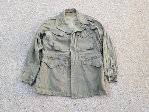 WWII M1943 Field Jacket Size 38L Army Green HBT WW2 Military Rare 1943 *READ*
