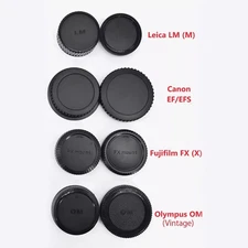 Rear Lens Cover + Camera Body Cap For Canon EF EFS Leica M Fujifilm X Olympus OM