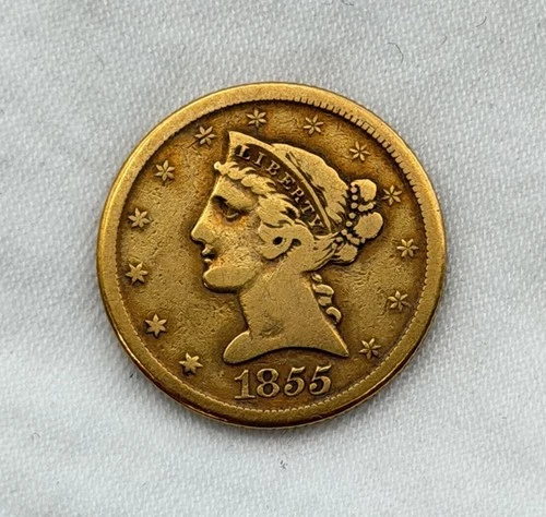 1855-D Liberty Half Eagle — photo from the most recent tracked eBay sale