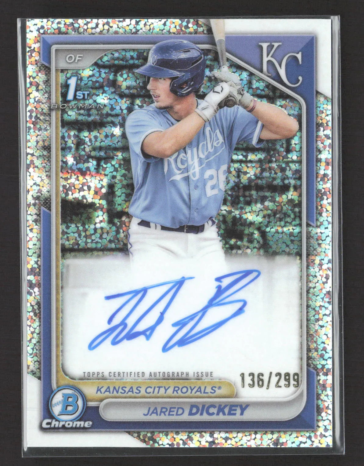 2024 Bowman Chrome Jared Dickey #CPA-JD Speckle Refractor 136/299 1st Auto