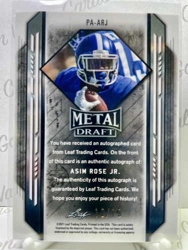 2021 Leaf Metal Draft Portrait Auto Wave Pink #PA-ARJ Asim Rose Jr. /10 Kentucky - Bild 2 von 2