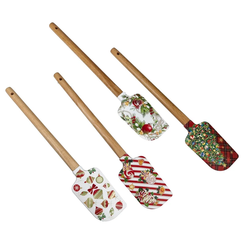 Leccapentola Natale Spatola Silicone Manico Legno BRANDANI Merry Christmas