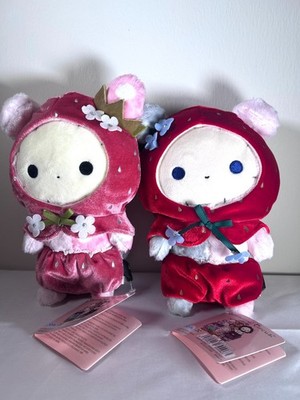 Set of 2 San-X Sentimental Circus Spica and Shappo Strawberry Costume Plush NWT