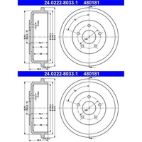 2X ATE 229Mm Bremstrommeln Hinten Passend FÜR Ford Tourneo Transit Links+Rechts