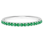 4MM Semi-Eternity 925 Sterling Silver Round Emerald Wedding Band Ring