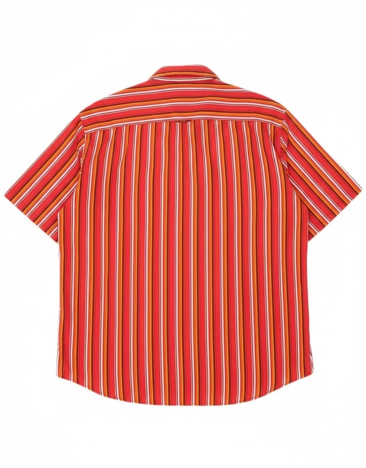 Camisa de manga corta para hombre TOM TAILOR XL algodón a rayas rojas AK07 Foto 2 de 4