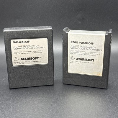 Galaxian & Pole Position Commodore 64 Games 1983 Atari - Cleaned Pins Untested