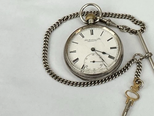 Good Antique Silver Swiss Made Pocket Watch with EPNS Chain, c.1910