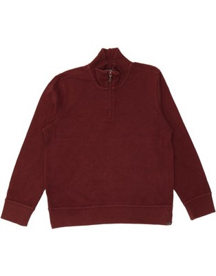 EDDIE BAUER Herren Zip Neck Sweatshirt Pullover Large Burgund Baumwolle CQ80