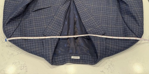 Peter Millar Wool Blue Windowpane Plaid Blazer Sport Coat Suit Jacket Mens 58R - Picture 8 of 19